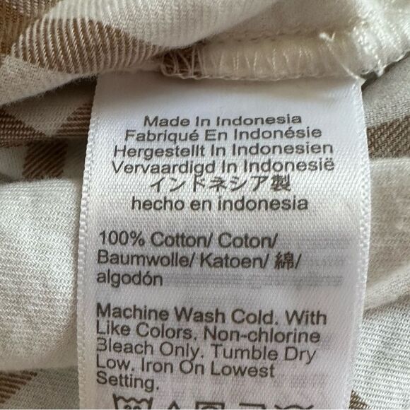 J. Crew Women’s Flannel Button Front Window Pane Cream Tan. Size Large - Picture 6 of 6